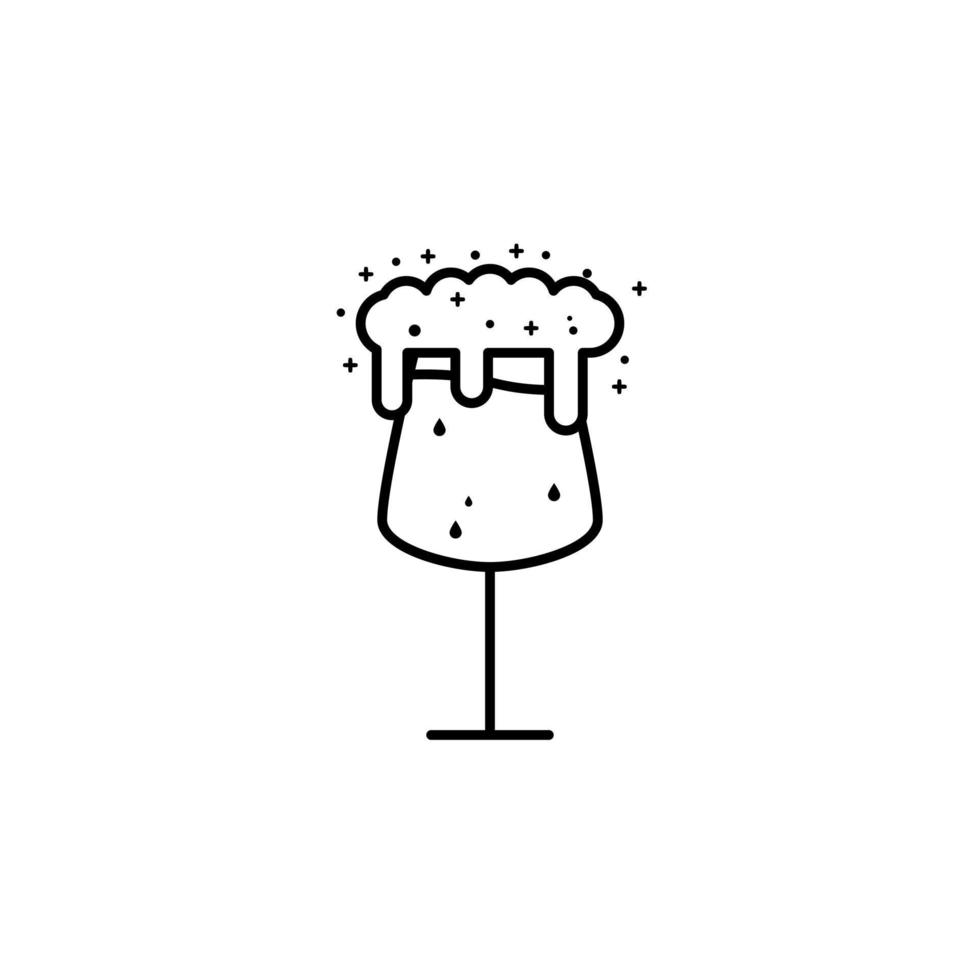 icono de copa de vino tinto con soda y espuma sobre fondo blanco. simple, línea, silueta y estilo limpio. en blanco y negro. adecuado para símbolo, signo, icono o logotipo vector