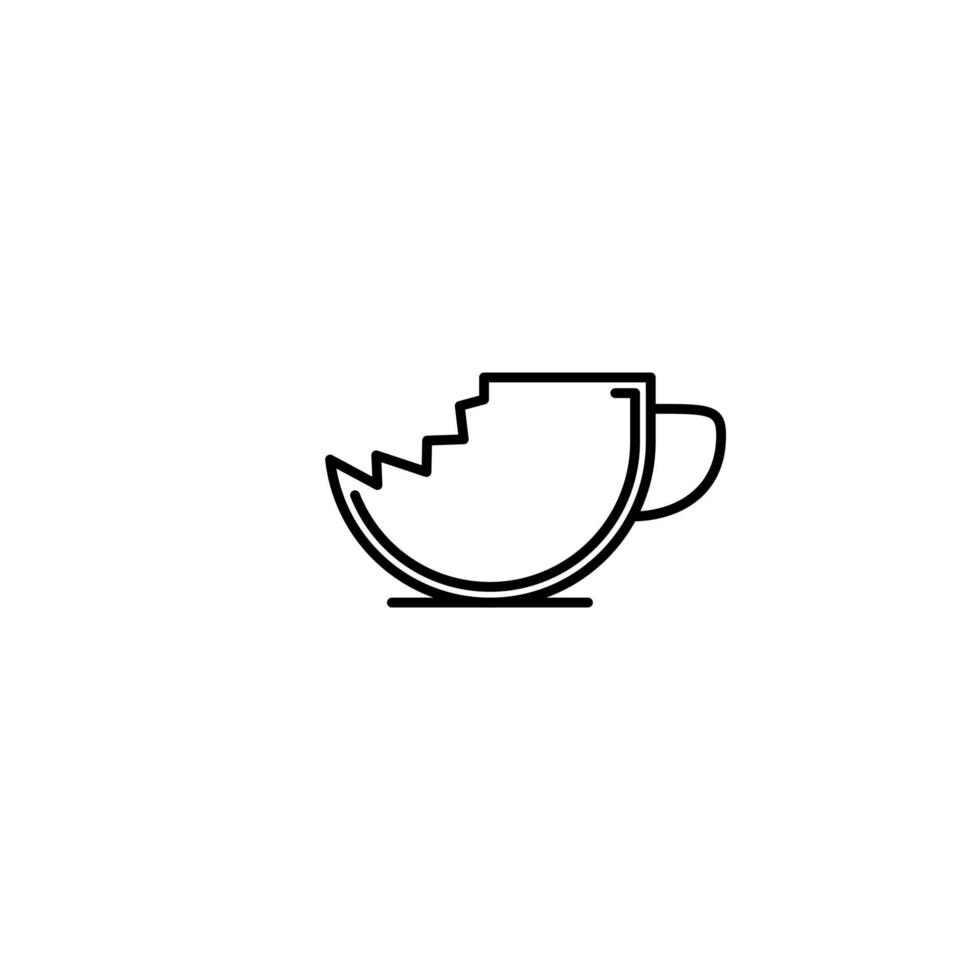 crushed cup icon on white background. simple, line, silhouette and clean style. black and white. suitable for symbol, sign, icon or logo vector