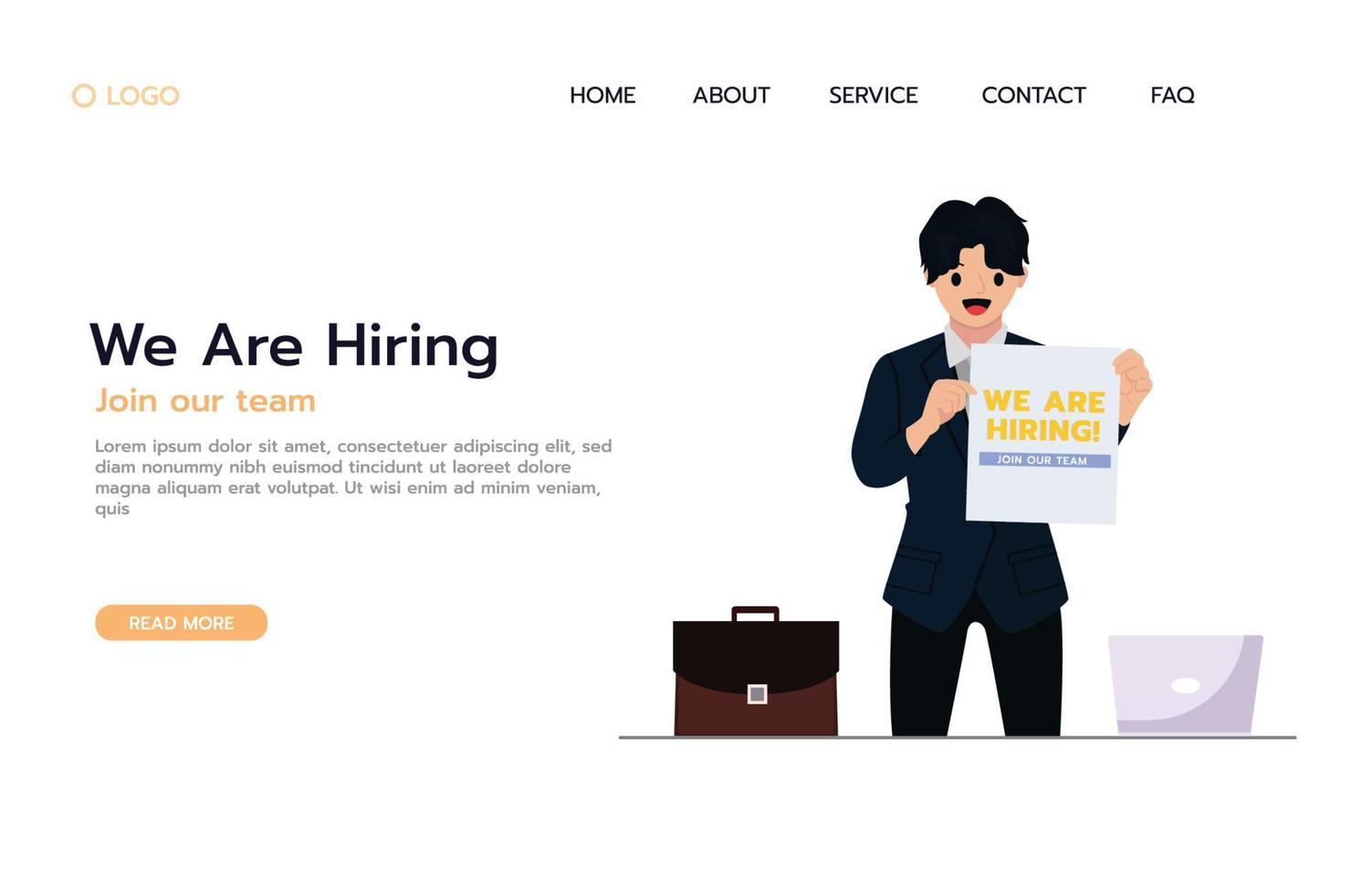 job recruitment website mockup illustration concept vector