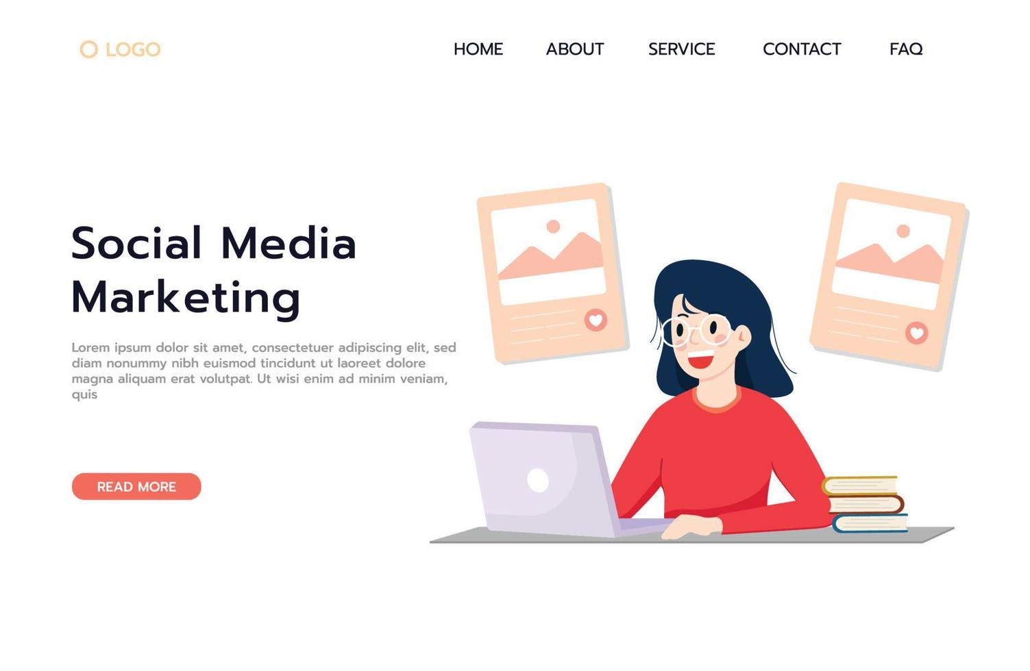 Social Media Marketing. Landing Page Web Design Concept vector