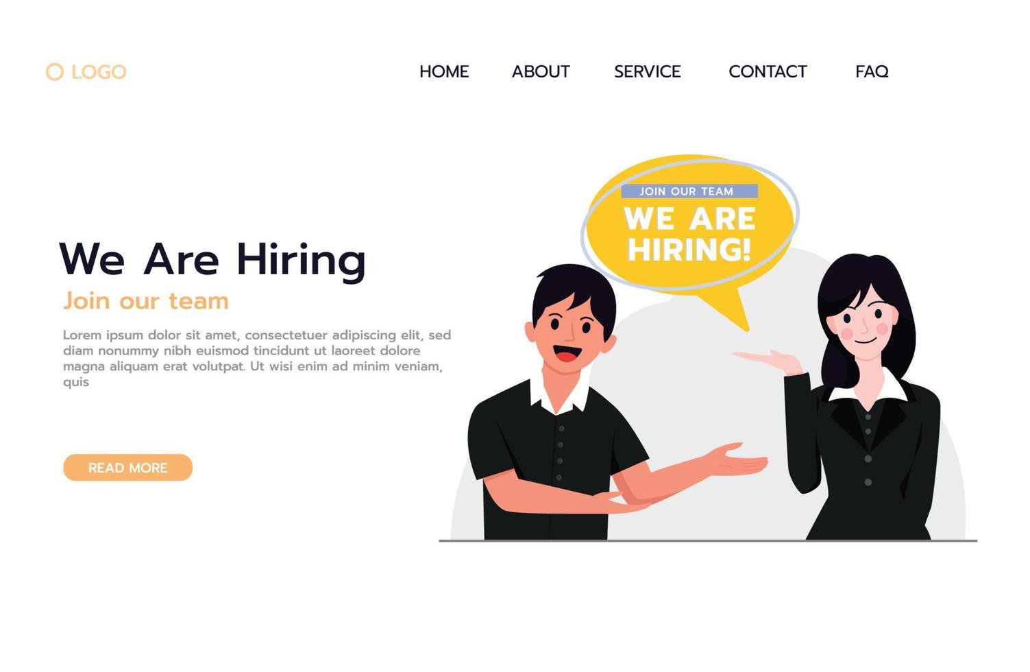 job recruitment website mockup illustration concept vector