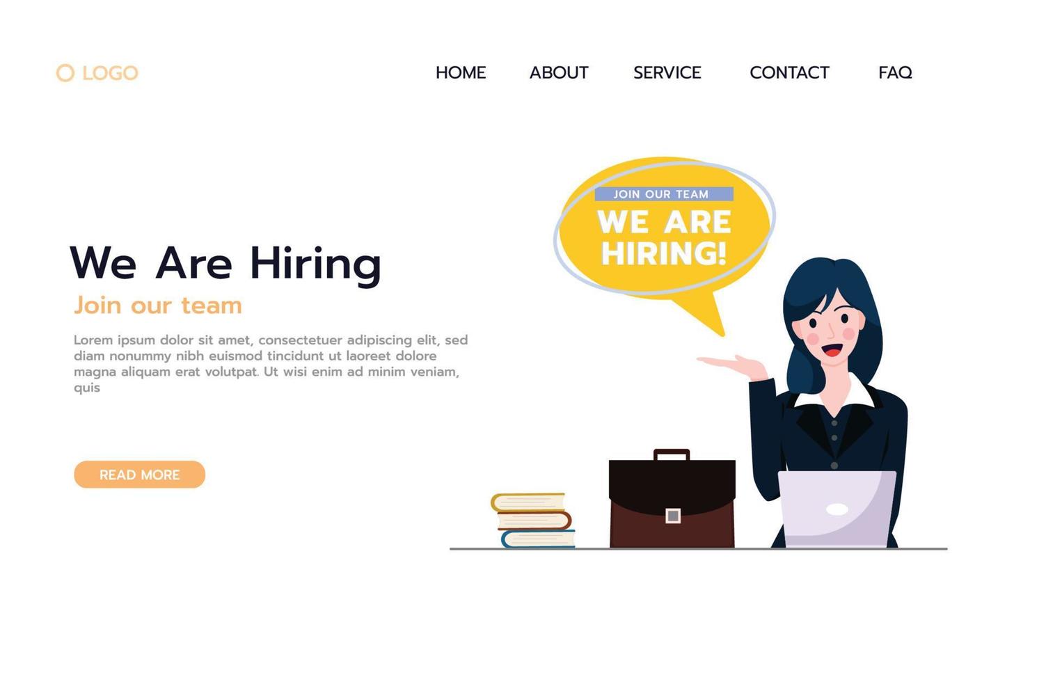 job recruitment website mockup illustration concept vector