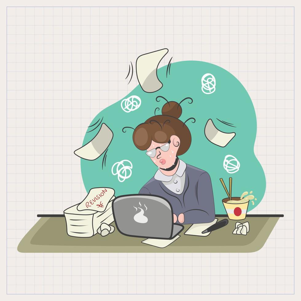 Stress at work hand drawing illustration vector