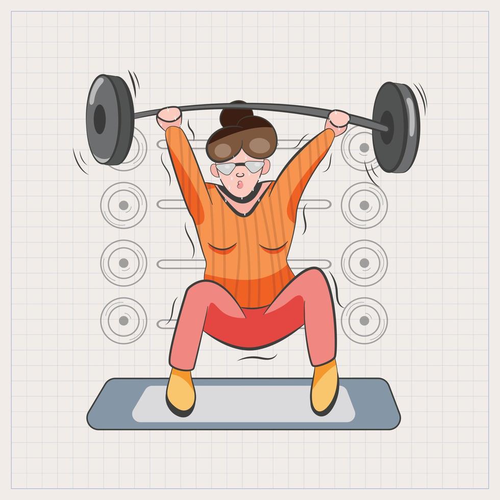 Woman fitness hand drawing vector illustration