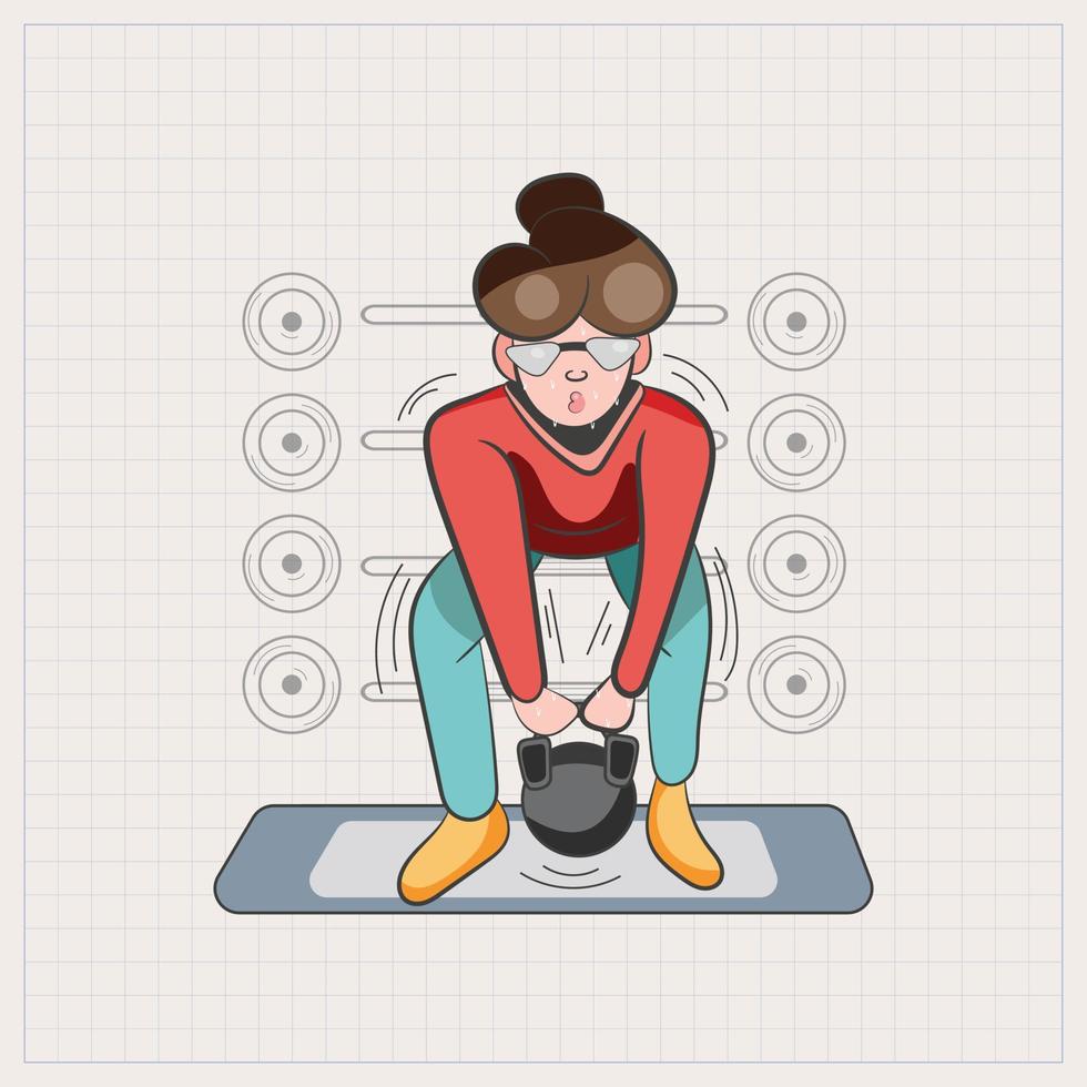 Woman fitness hand drawing vector illustration