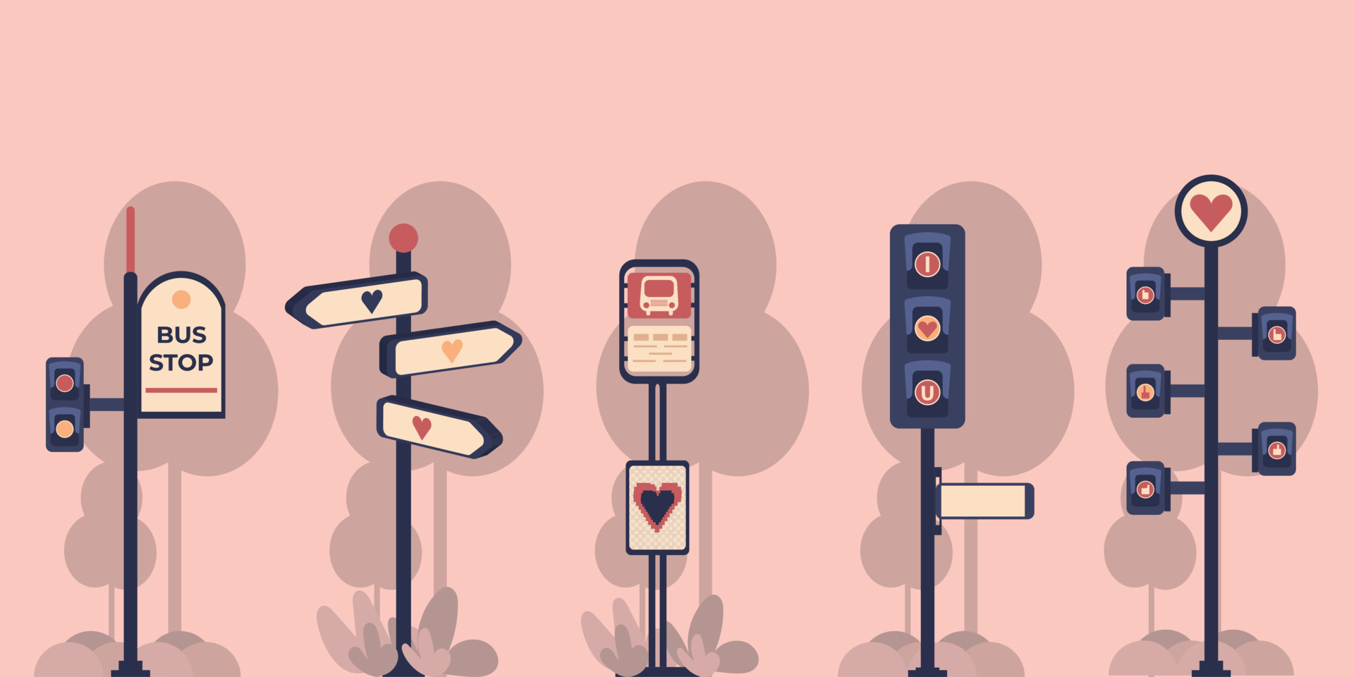 Aesthetic traffic sign and traffic light vector illustration 11421018