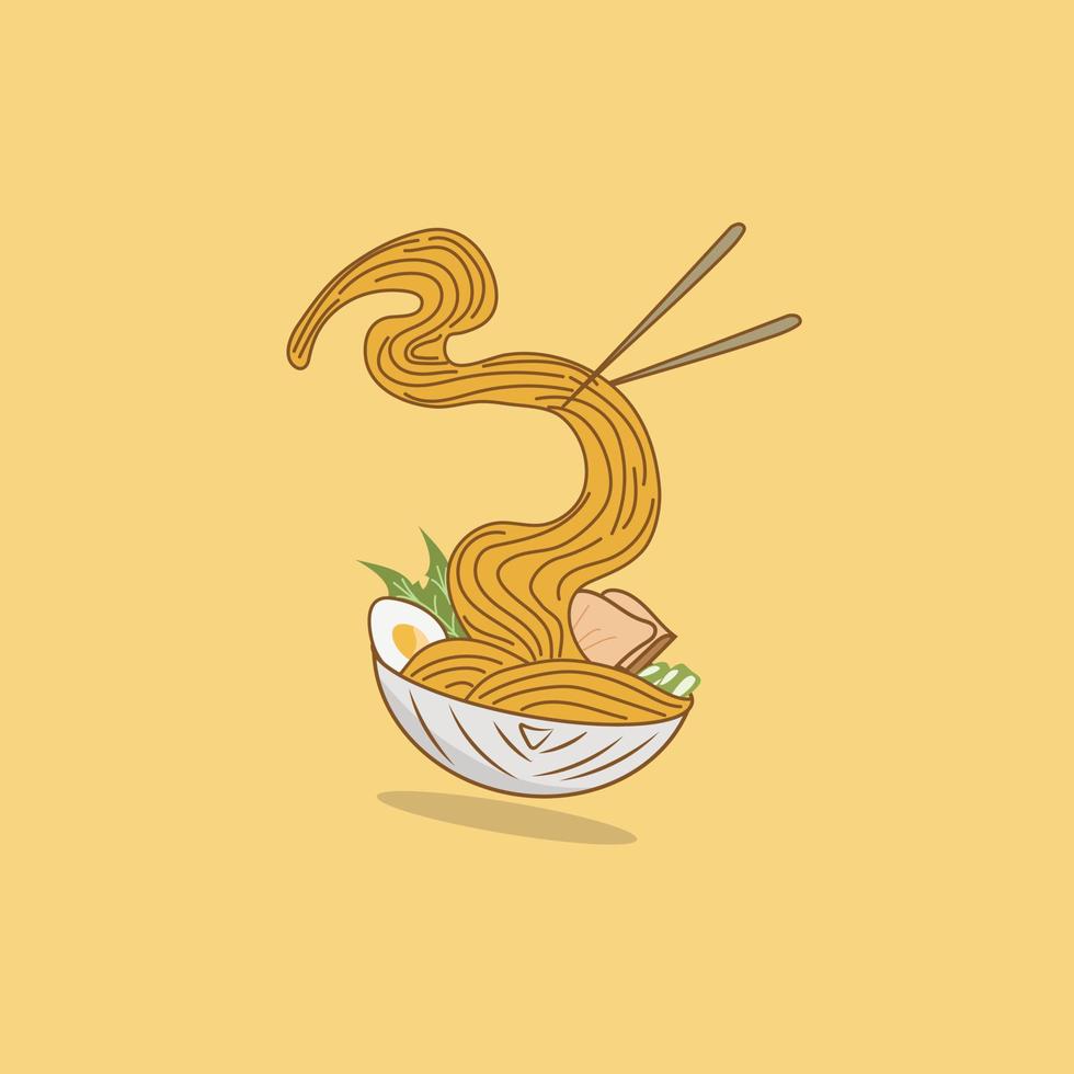 Chicken noodle soup vector illustration