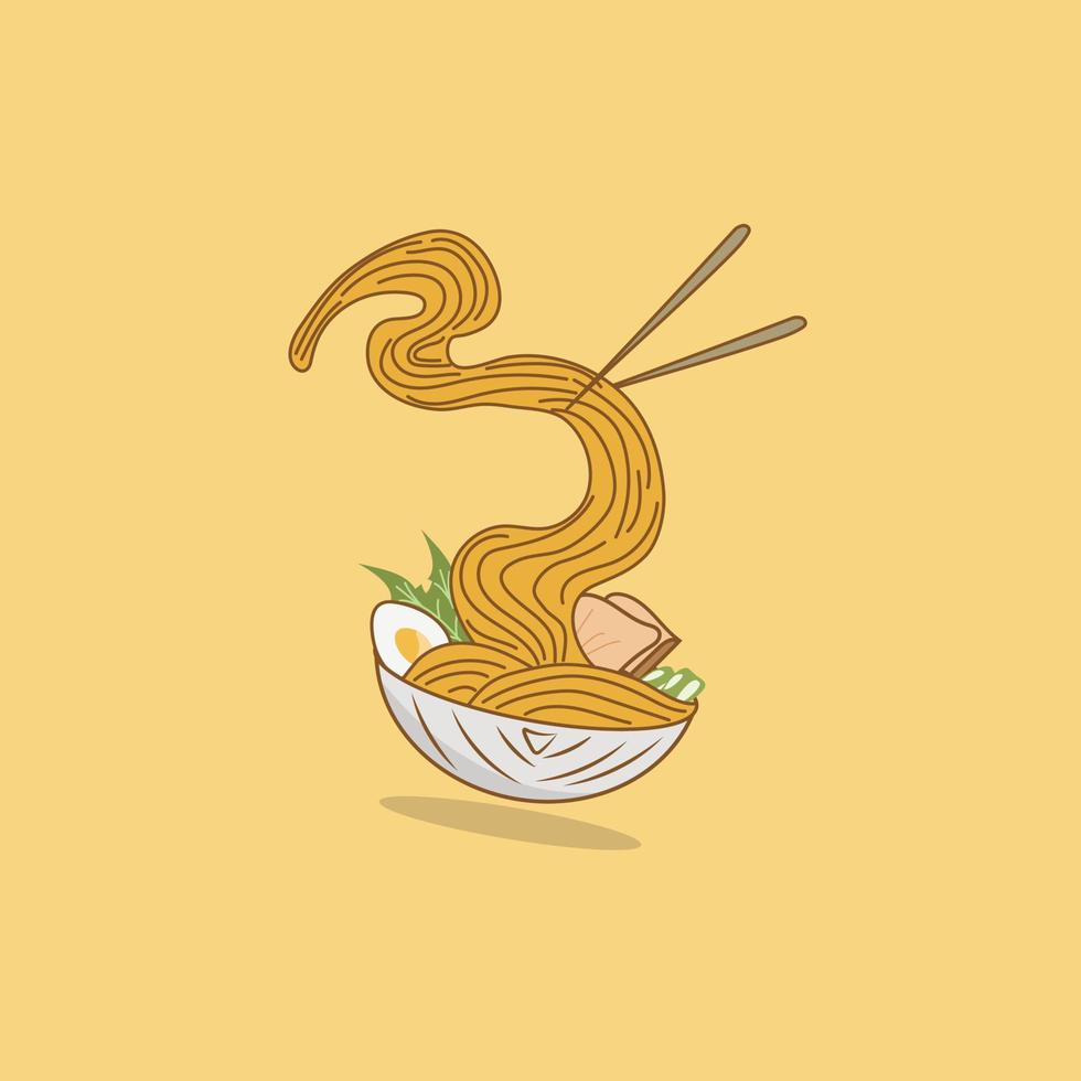 sopa de fideos con pollo ilustración vectorial vector