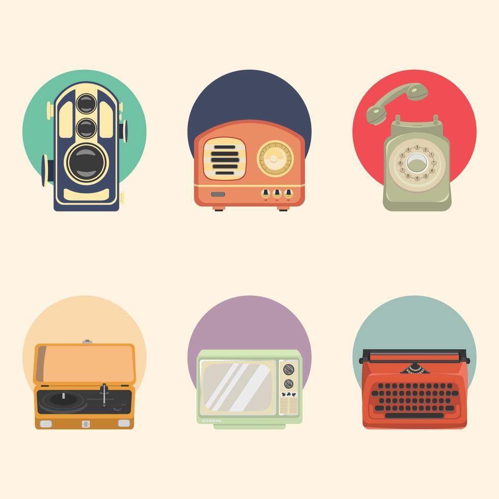 cosas vintage y retro conjunto ilustración vectorial vector