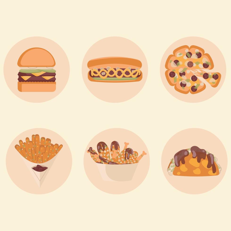 conjunto de comida rápida ilustración vectorial vector