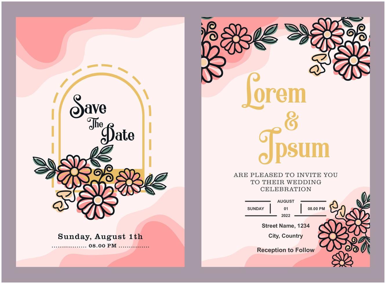 wedding invitation template to print vector