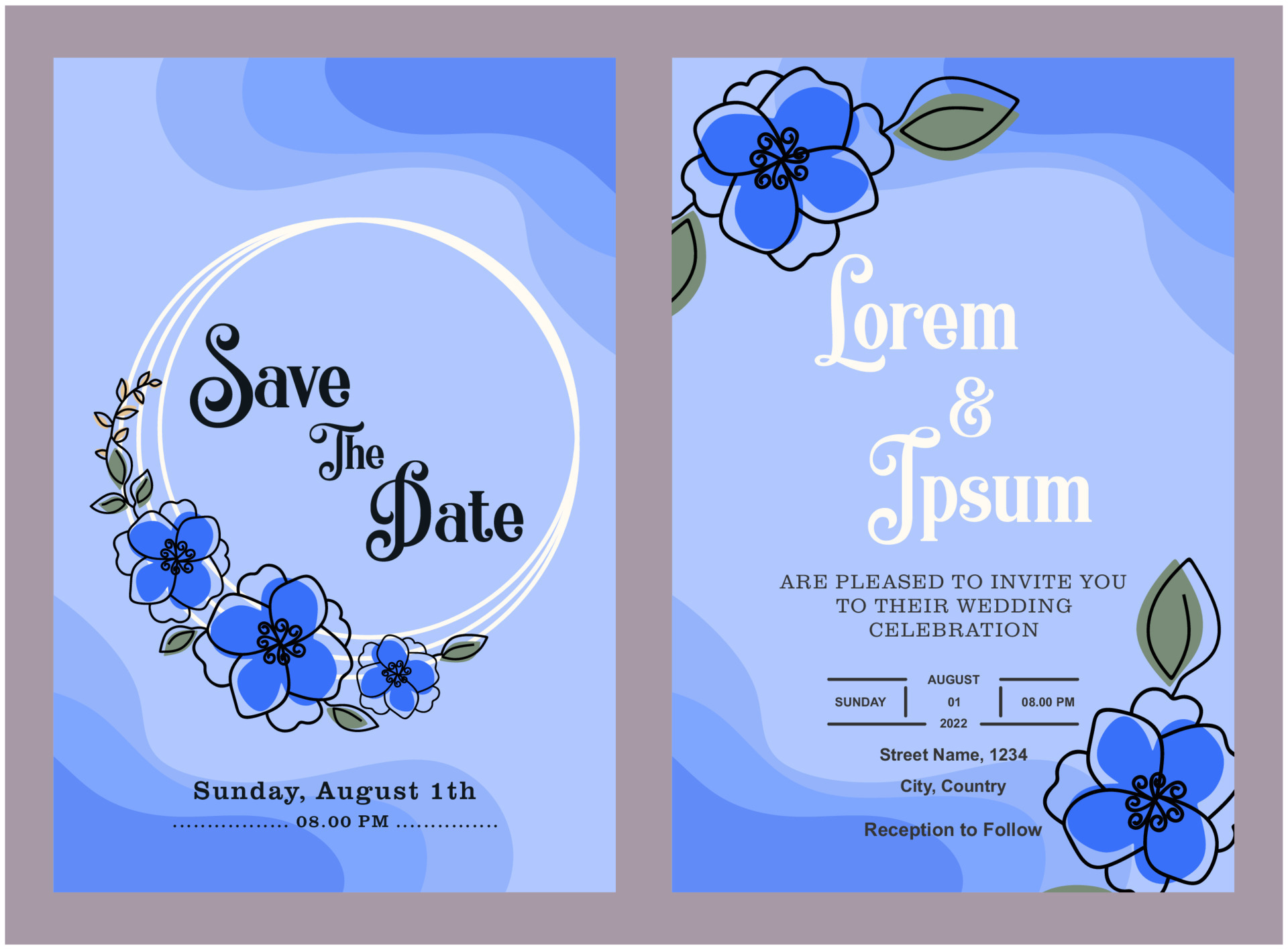 wedding invitation template to print 11421061 Vector Art at Vecteezy