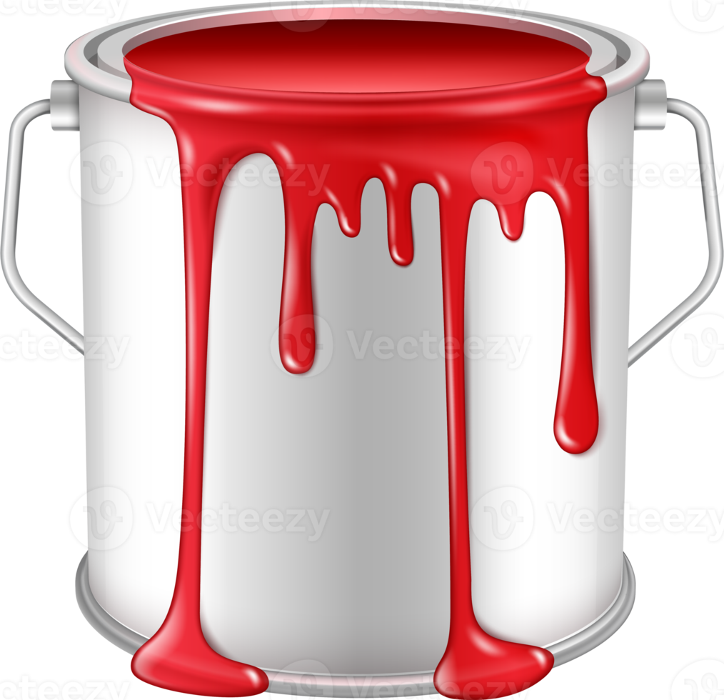 Open tin can with spilled red paint png