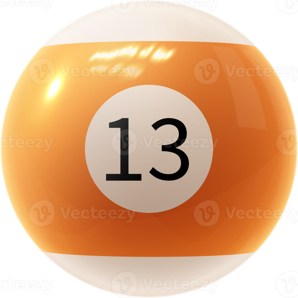 orange billiard ball number thirteen png