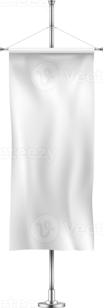 Vertical banner hanging on a metal flagpole png