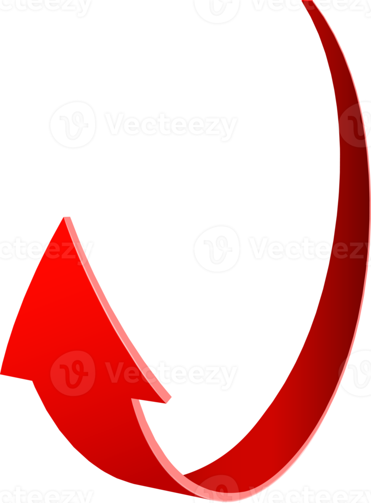 seta torcida vermelha realista 3d png