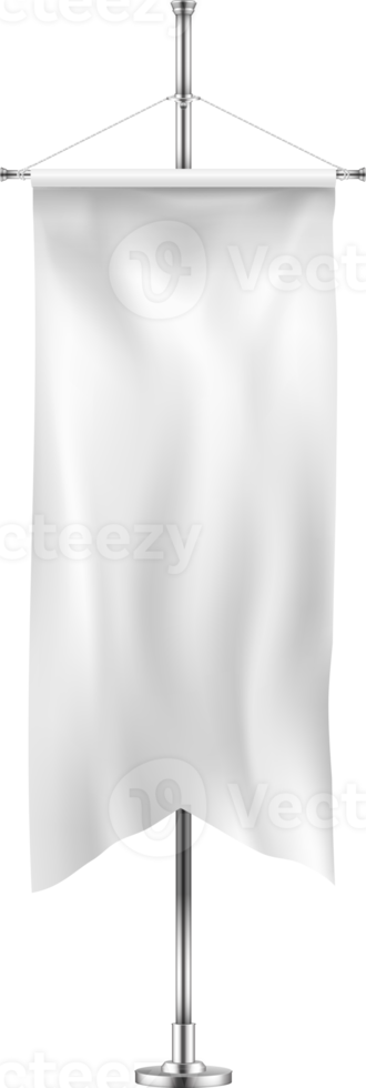 Vertical banner hanging on a metal flagpole png