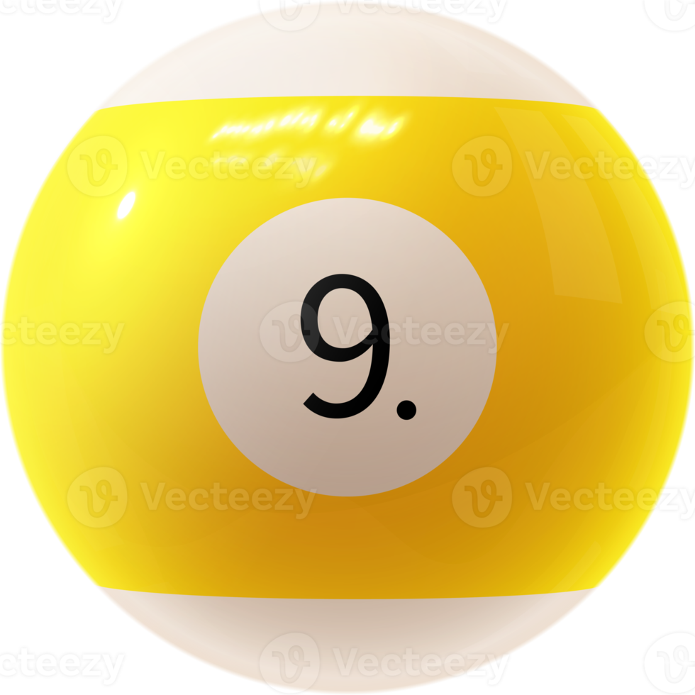 yellow billiard ball number nine png
