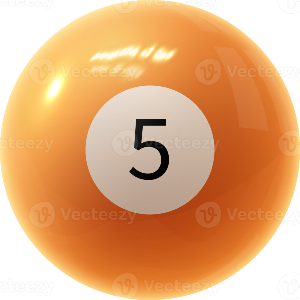 orange biljard boll siffra fem png