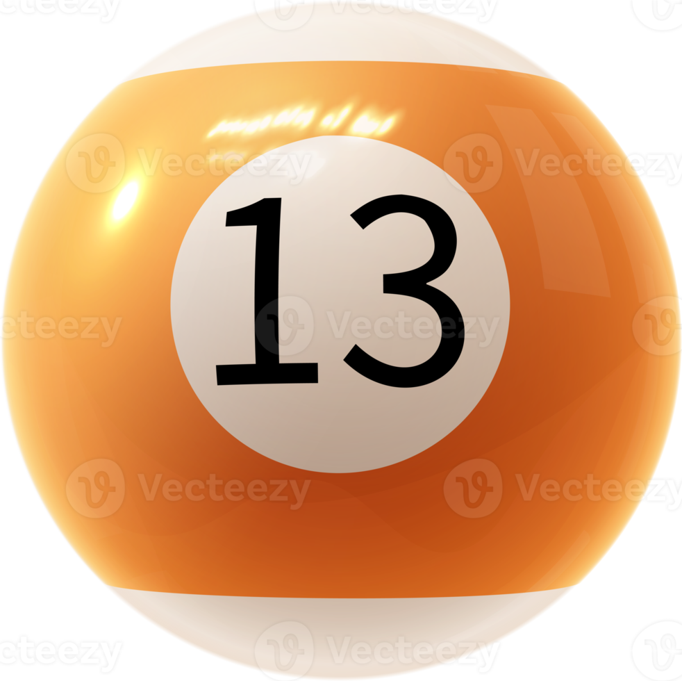 orange billiard ball number thirteen png