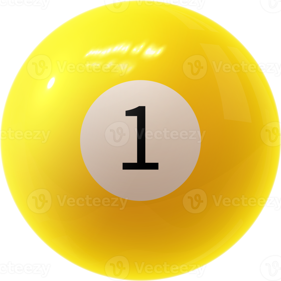 yellow billiard ball number one png