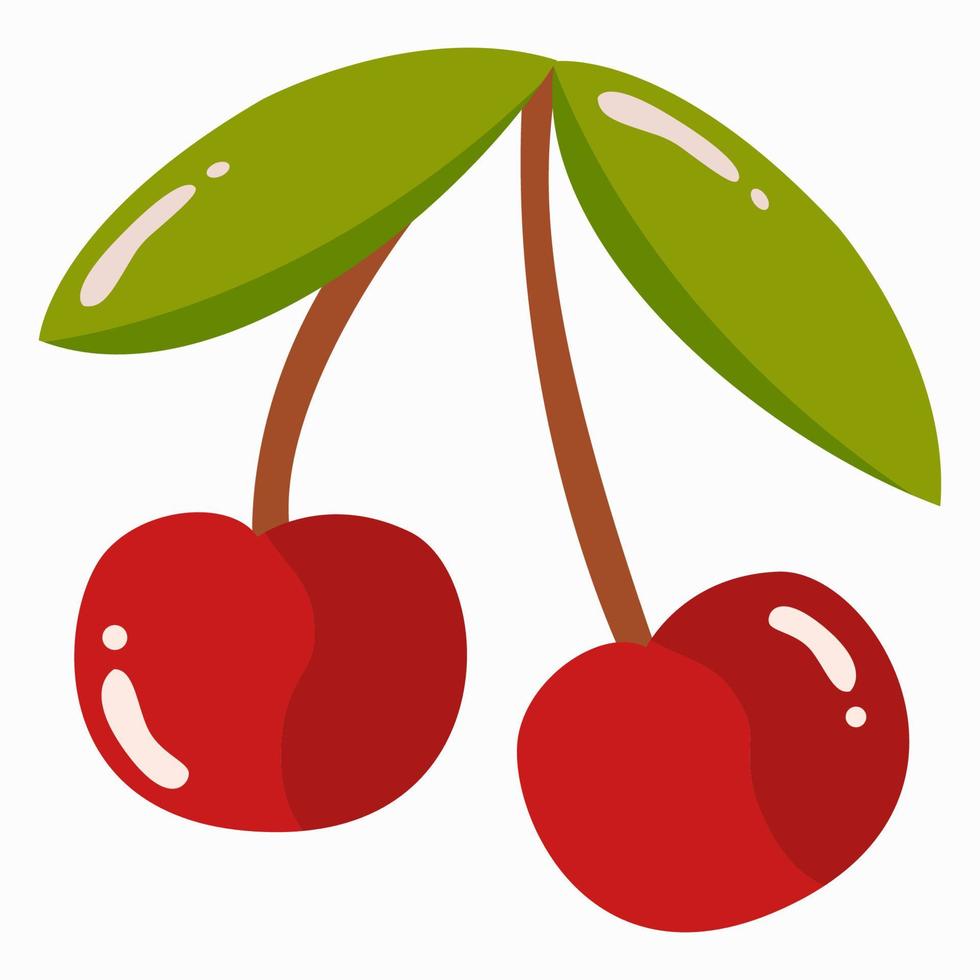 cherry illustration. Isolated on a white background. Cartoon style icon vector