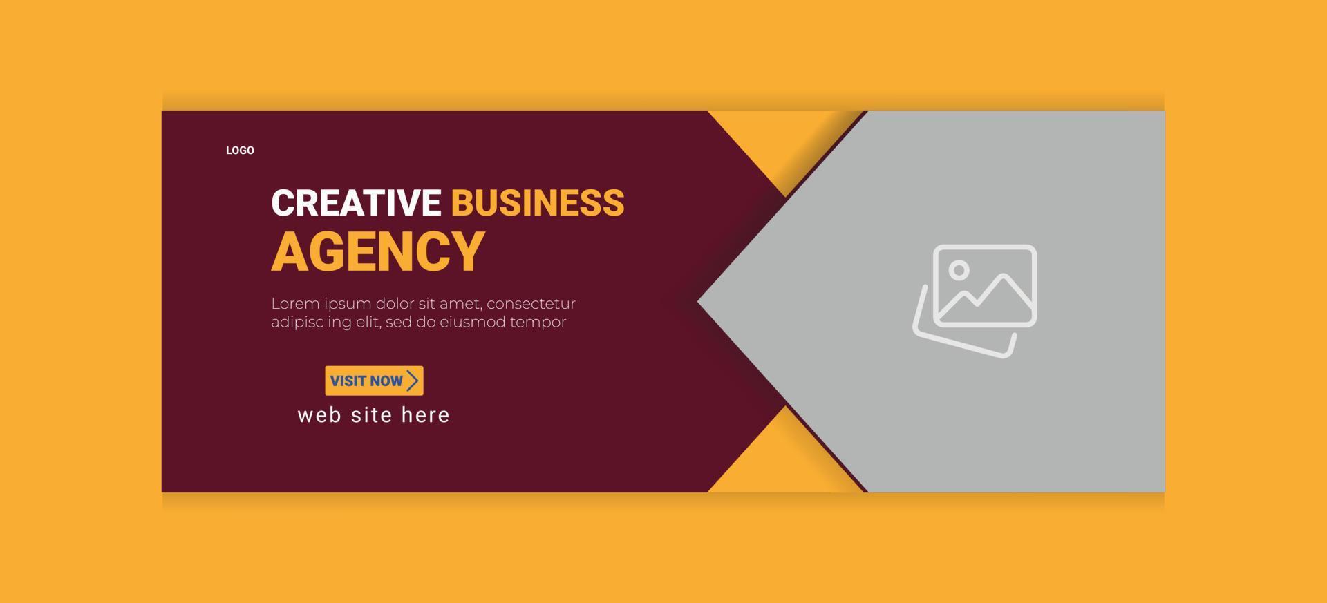 Creative business agency social media facebook cover design template, corporate banner, header, web banner template, business webinar banner vector