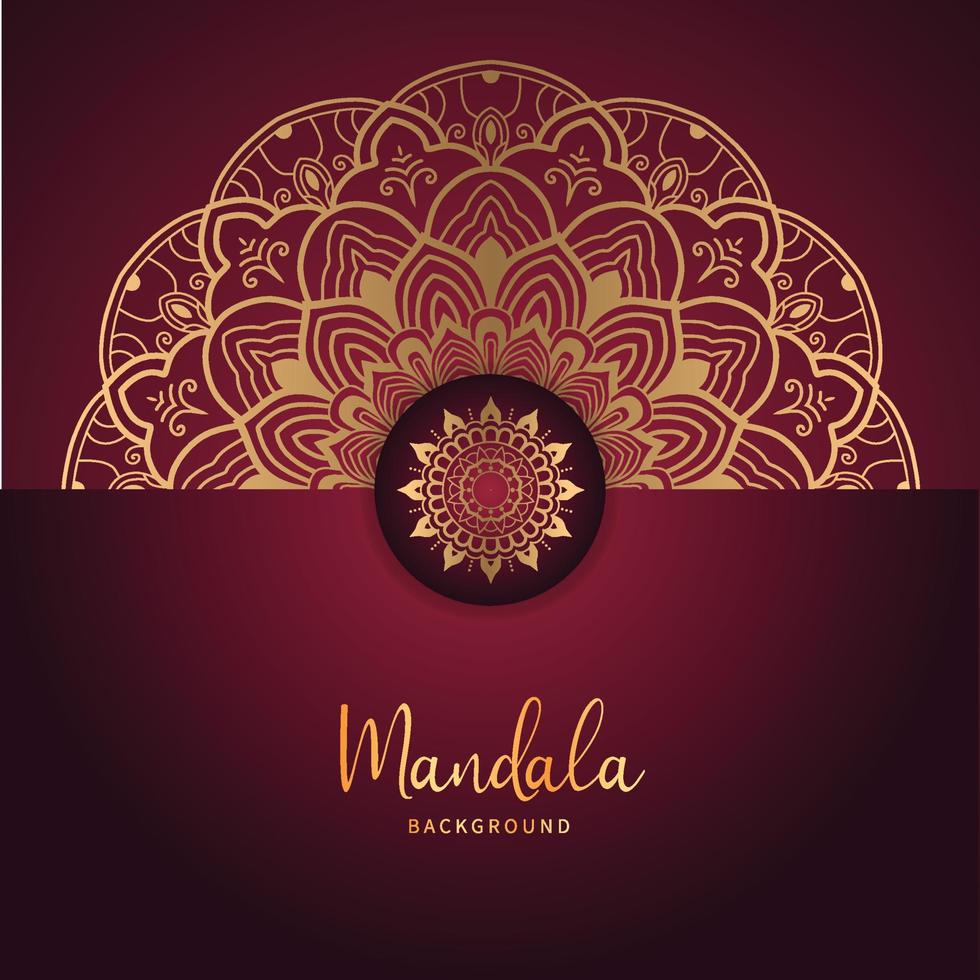 diseño de fondo de mandala de lujo en vector de color dorado