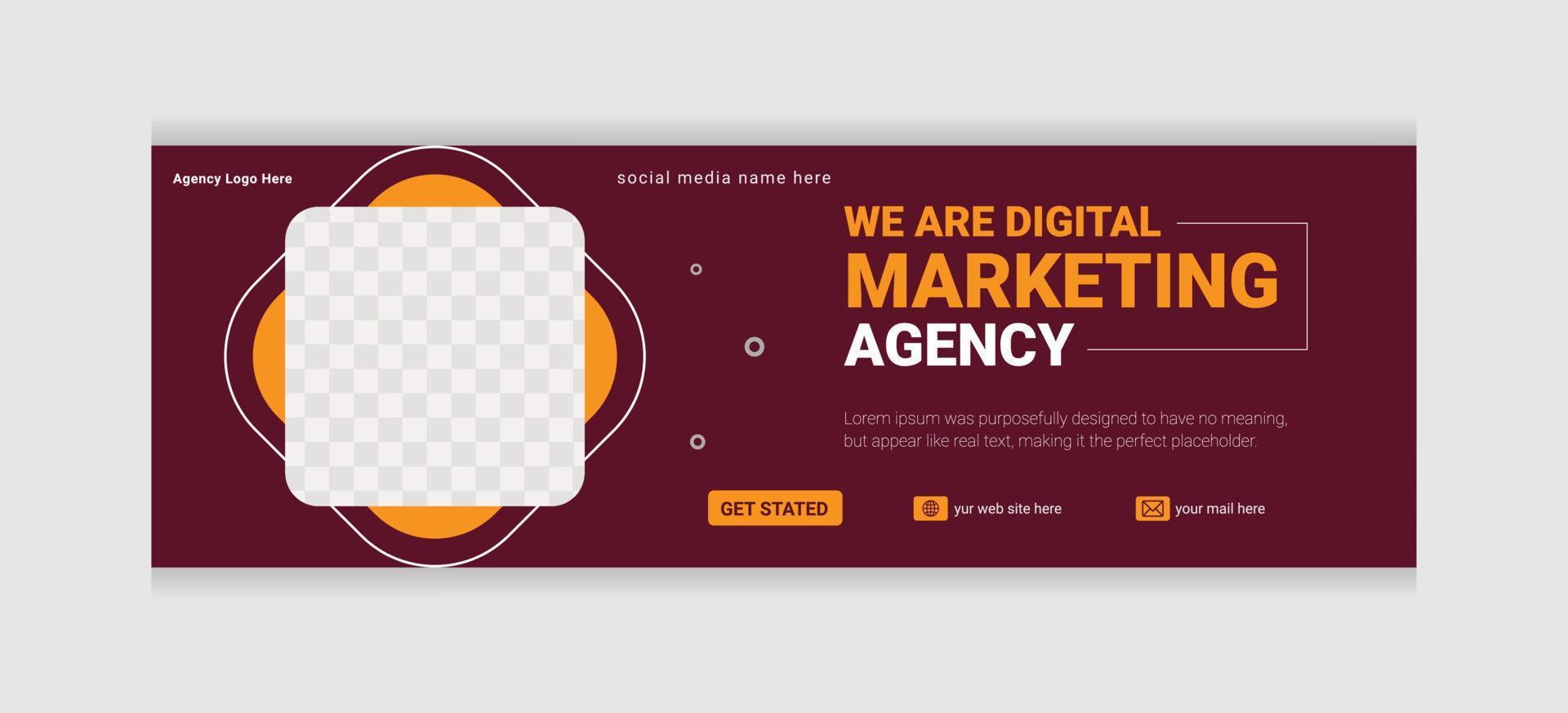 Geometric marketing agency social media header or cover design and web banner template vector