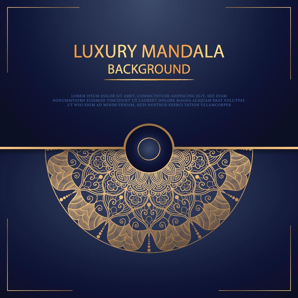 diseño de fondo de mandala de lujo en vector de color dorado