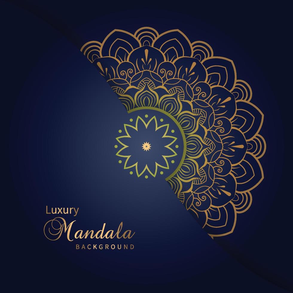 diseño de fondo de mandala de lujo en vector de color dorado