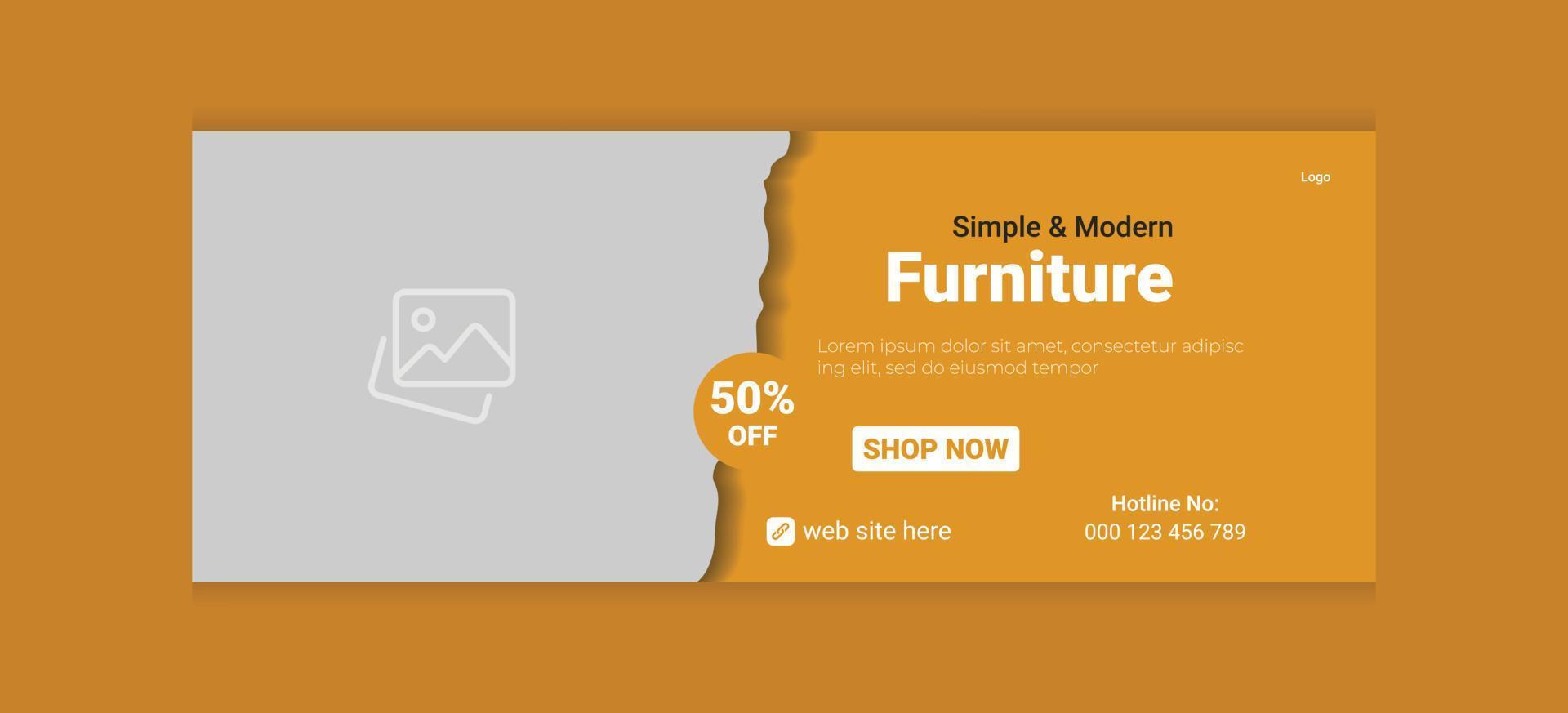 Furniture social media facebook cover, corporate banner, header, web banner template vector