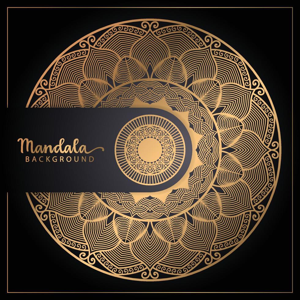 diseño de fondo de mandala de lujo en vector de color dorado