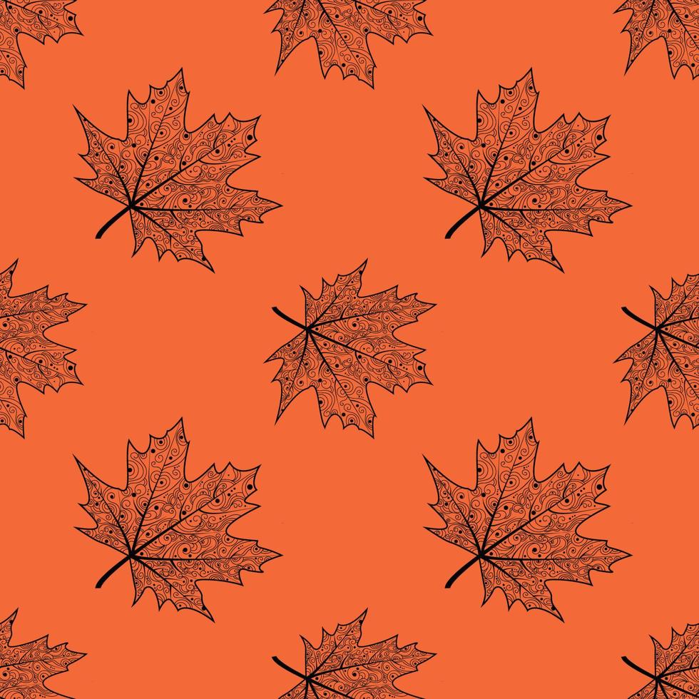 patrón sin costuras con hojas de arce. vector de fondo aislado con los contornos de las hojas caídas. textura para textiles o papel de regalo. patrón de otoño