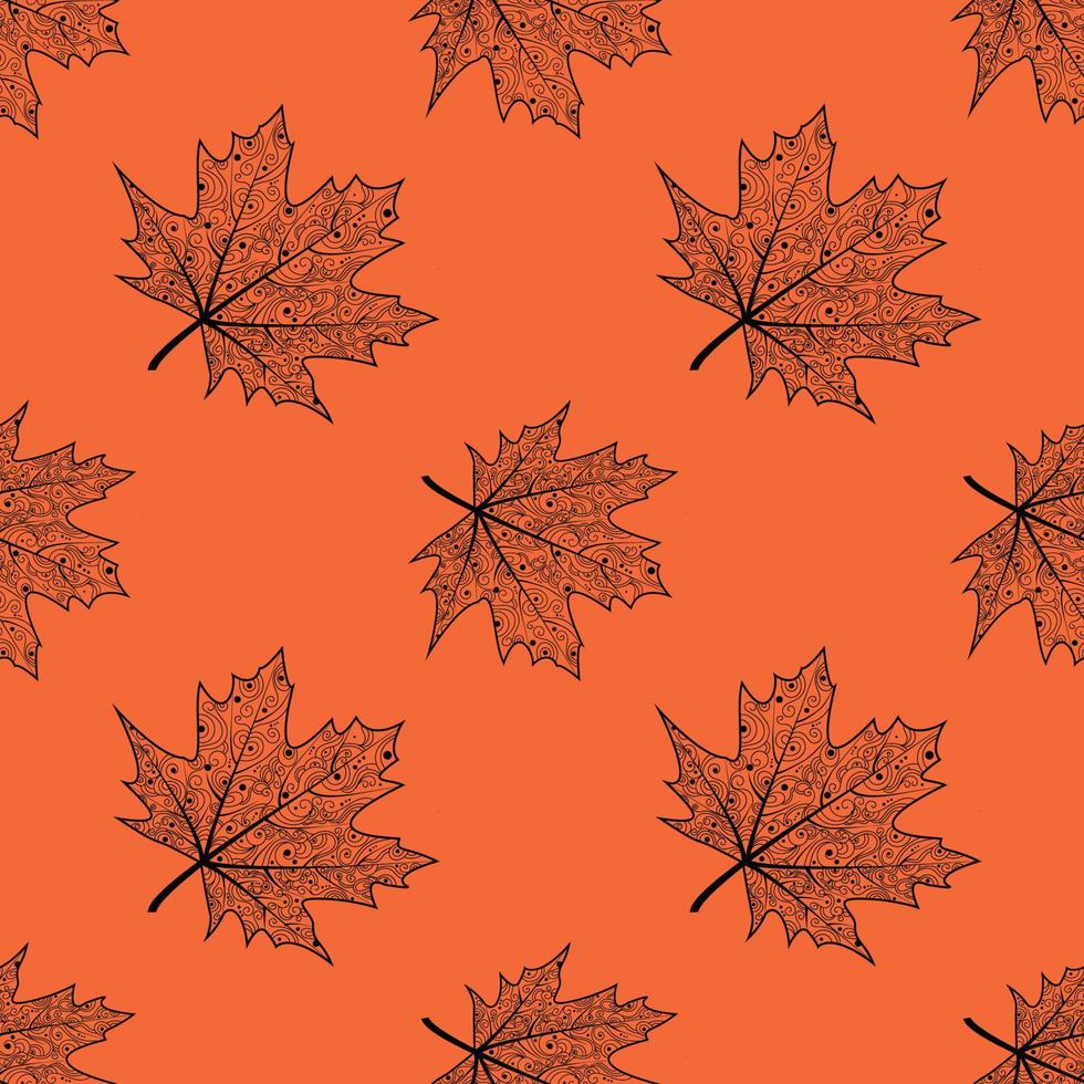 Seamless pattern with maple leaves. Vector isolated background with the contours of fallen leaves. Texture for textiles or wrapping paper. Autumn pattern.