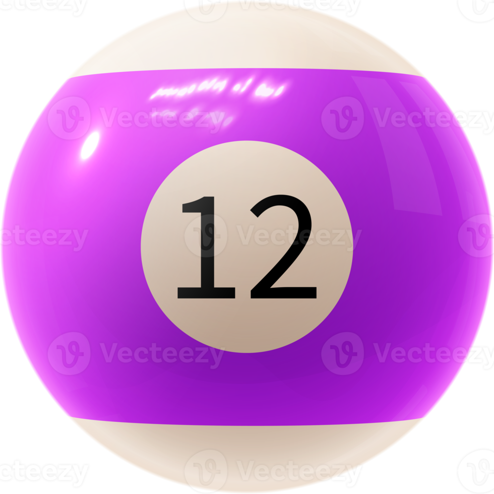 boule de billard violet numéro douze png