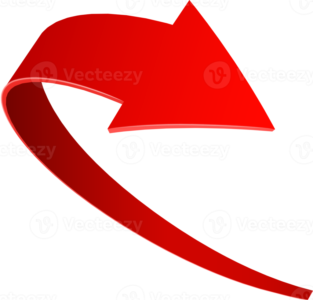 3D realistic red  twisted  arrow png