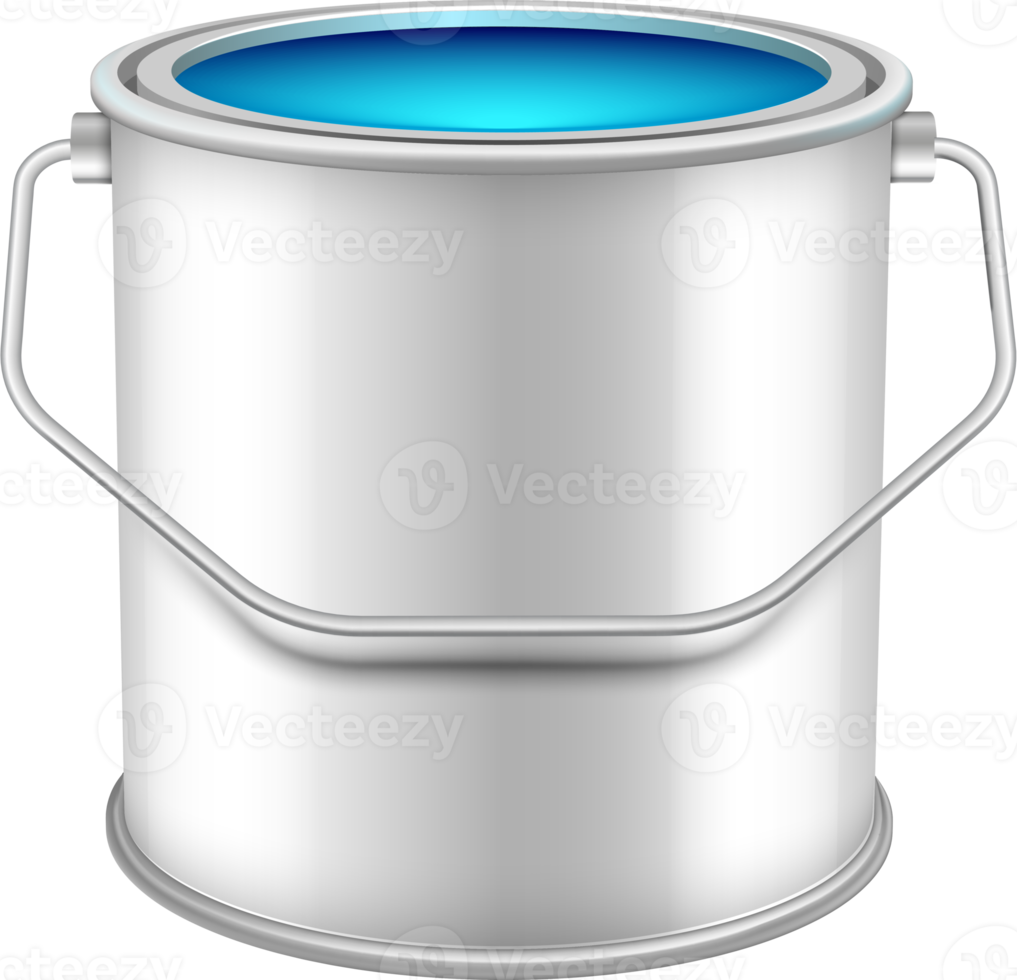 Opened  can with blue wall paint png