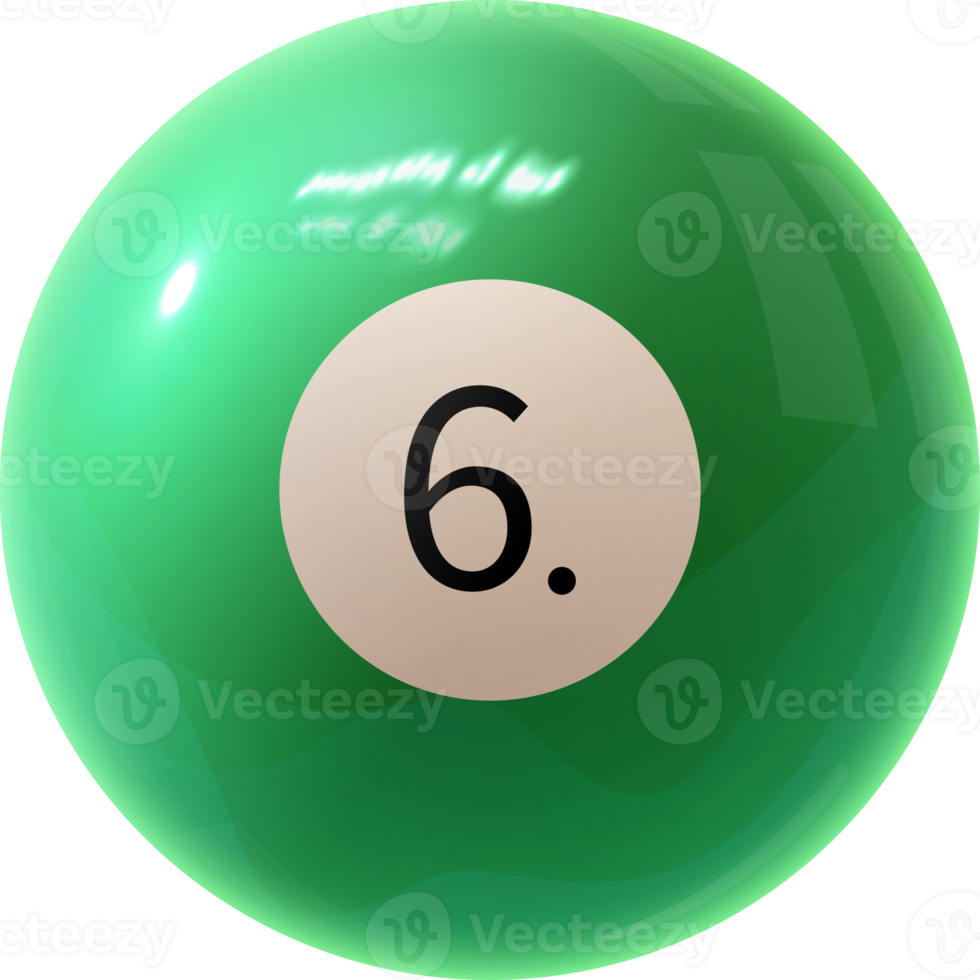 grön biljard boll siffra sex png