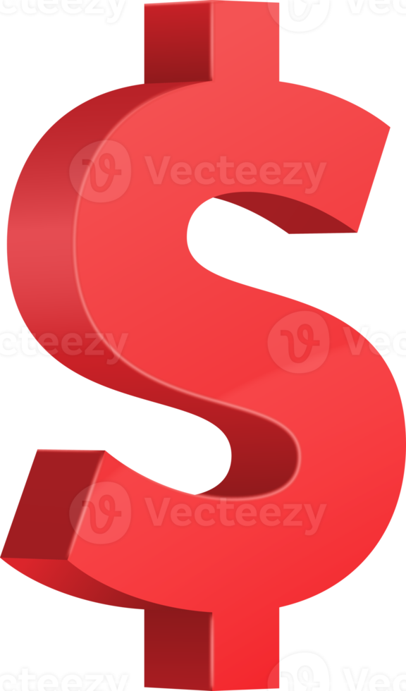 Red  3D glossy dollar sign png