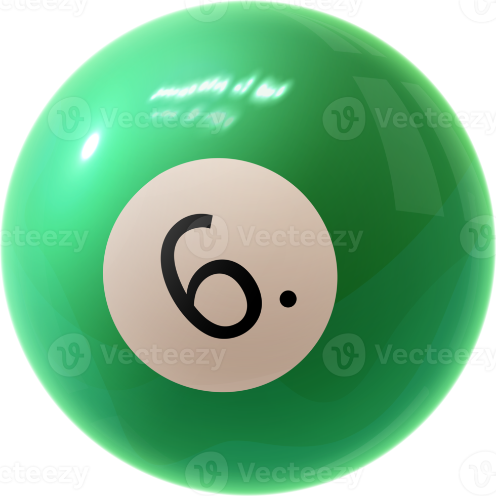 boule de billard verte numéro six png