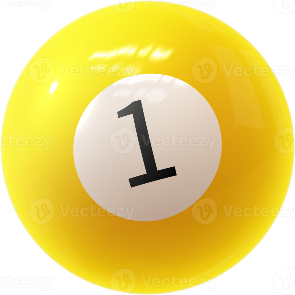 gul biljard boll siffra ett png