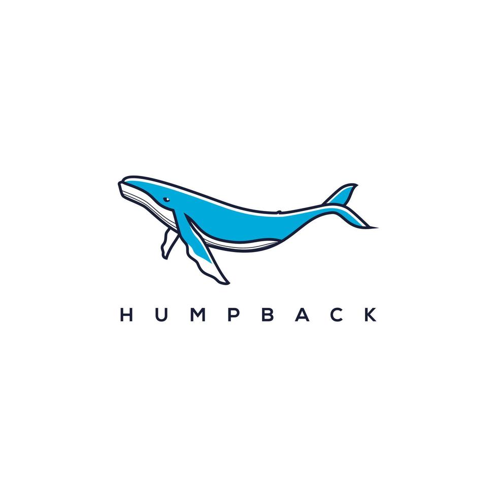 Humpback Whale vector logo design, line art