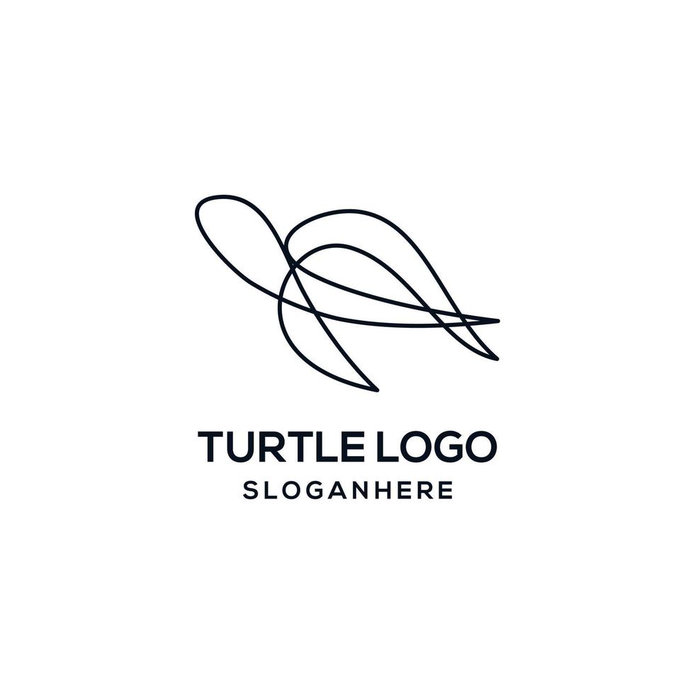 diseño de vector de arte de línea simple de logotipo de tortuga