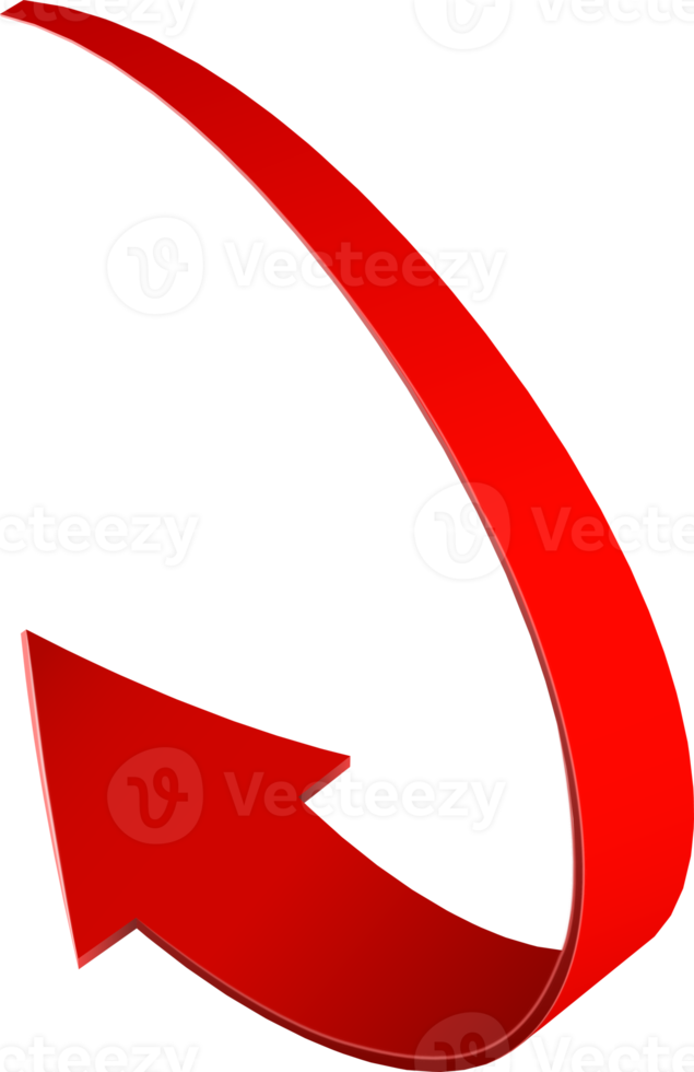 3D realistic red  twisted  arrow png