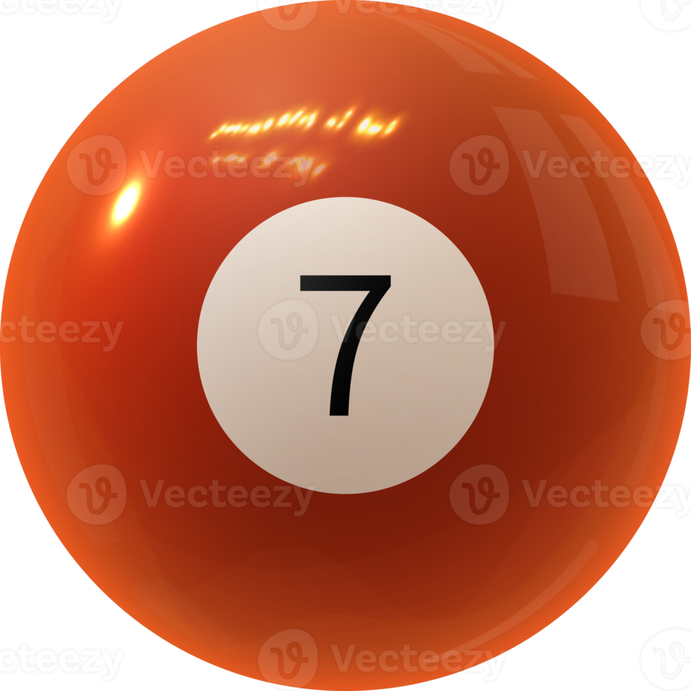 brown billiard ball number seven png