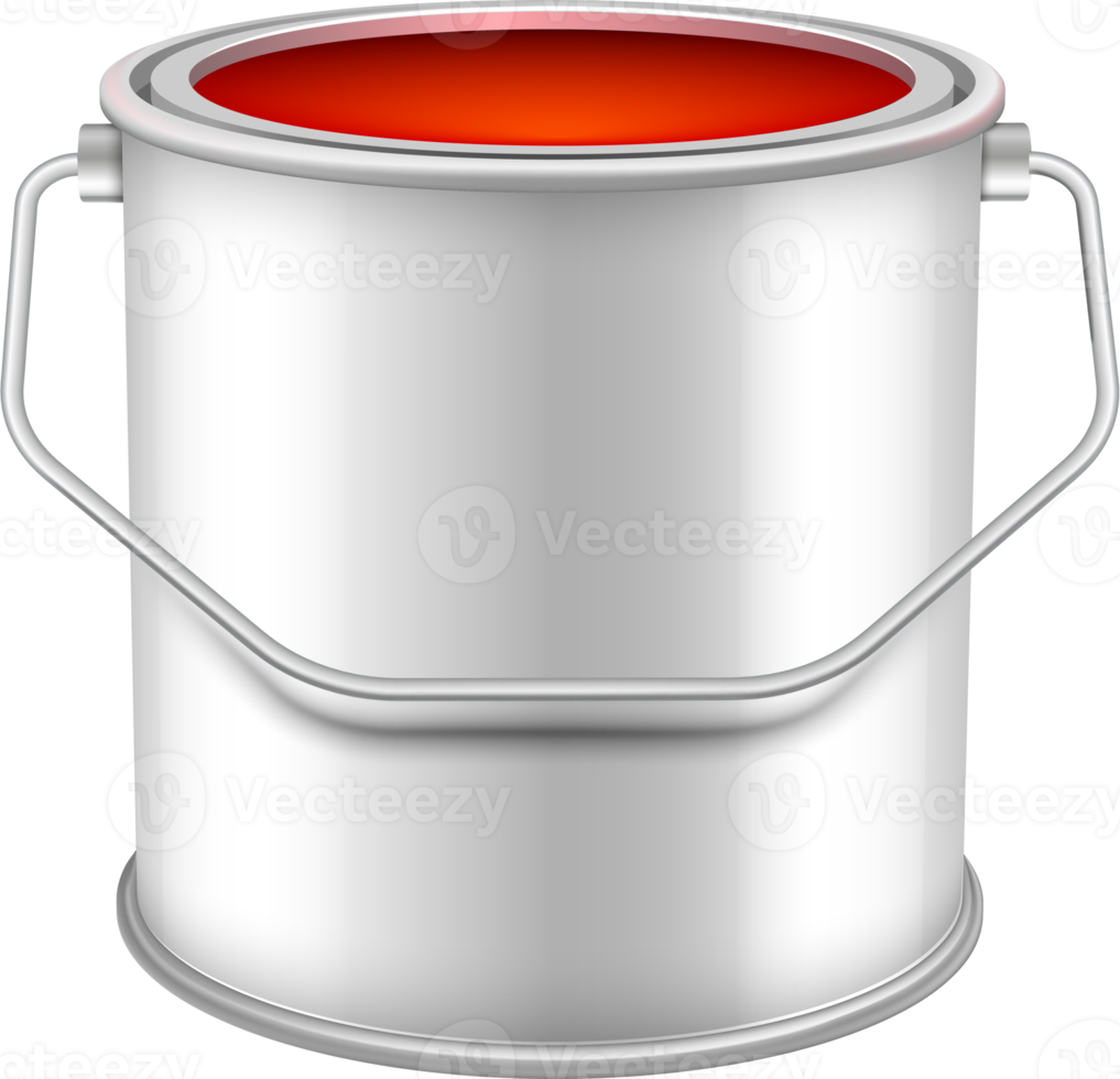 Opened  can with  red wall paint png