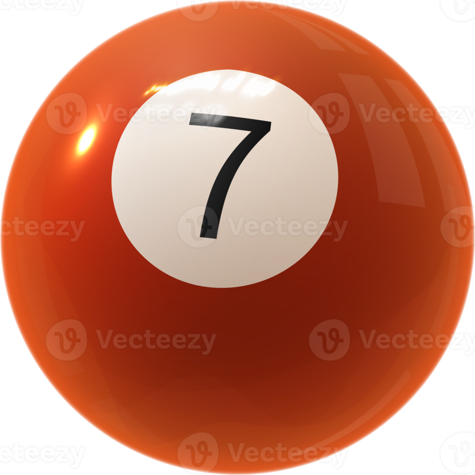 brown billiard ball number seven png