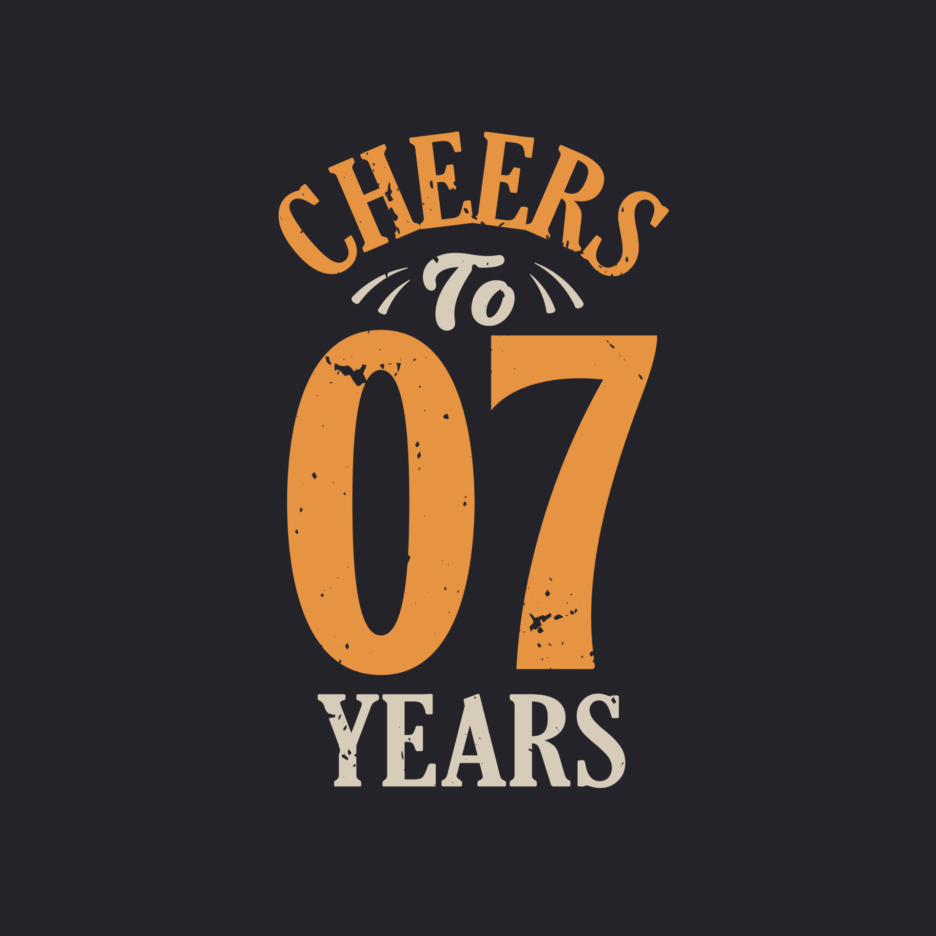 Saludos a los 7 años, celebración del 7º cumpleaños. 11421669 Vector en
