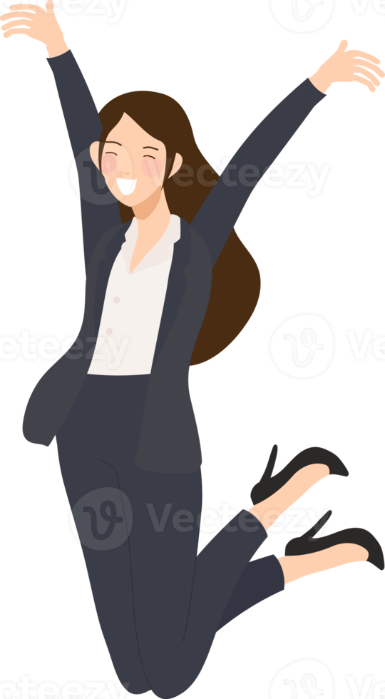 success happy business woman in suitpants png